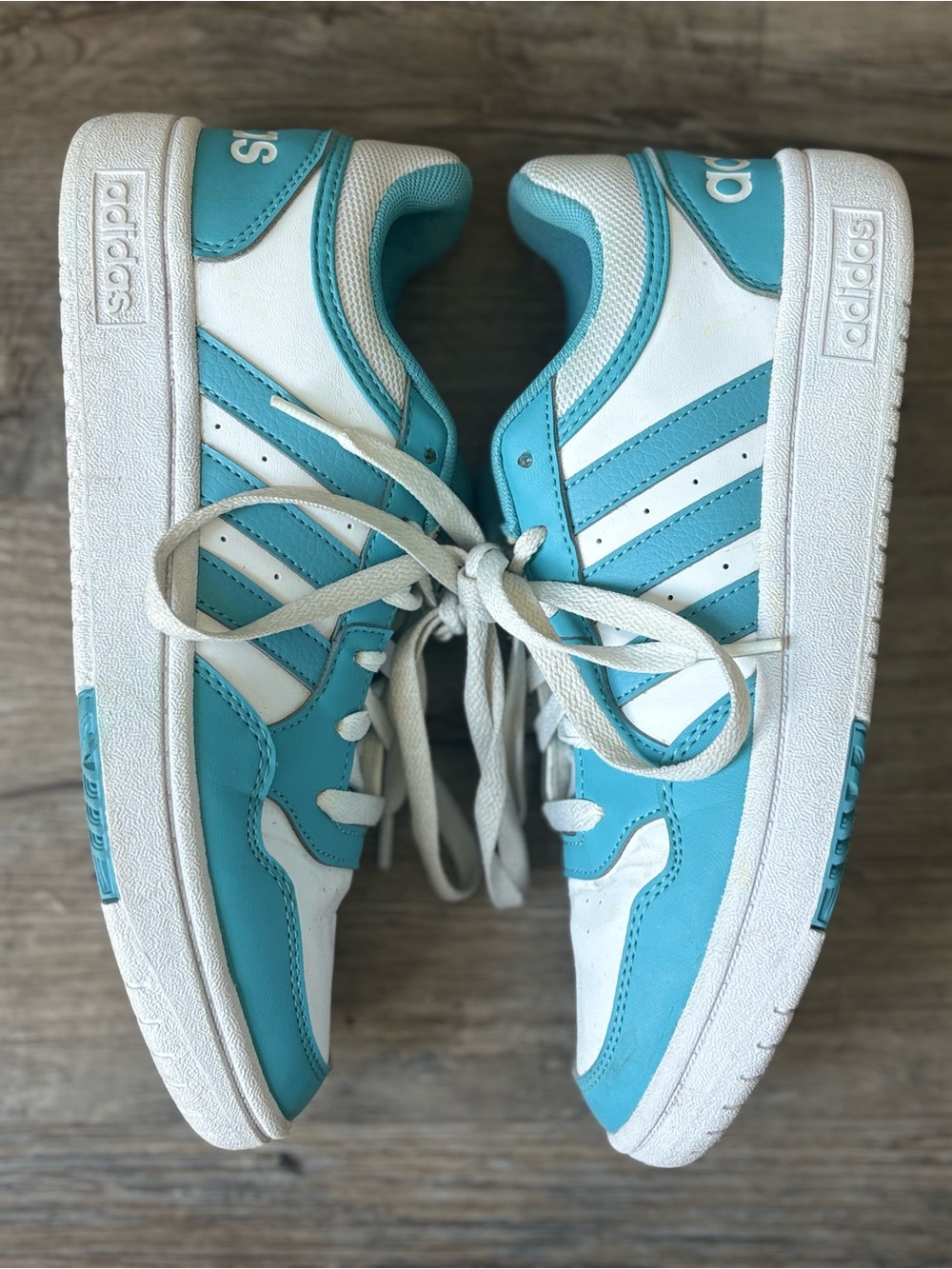 adidas Hoops 3.0 Women’s Size 7 White Light Blue Sneakers - Picture 3 of 5